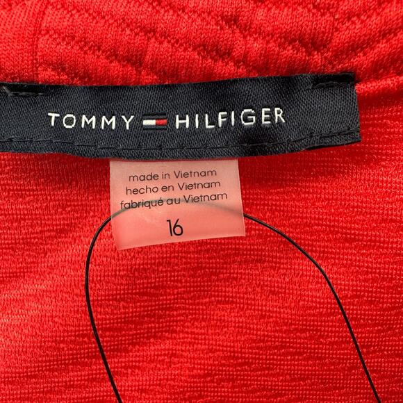 Tommy Hilfiger Shift Mini Dress WMNS 16 Pink Sleeveless Split Neck Jacquard Knit - Picture 10 of 13